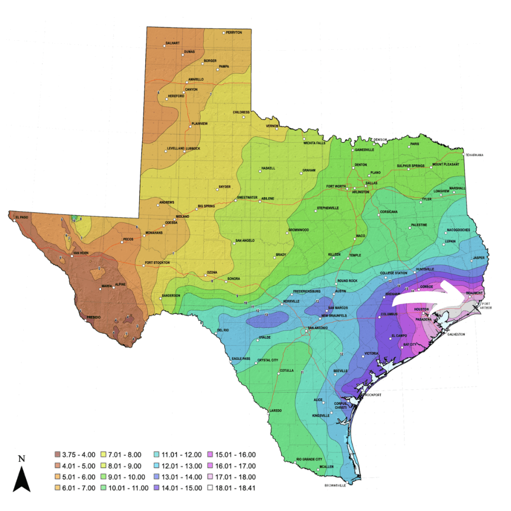 NOAA Atlas 14 Map with Focus on Beaumont, TX