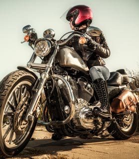 Motorcycle and Rider Full View
