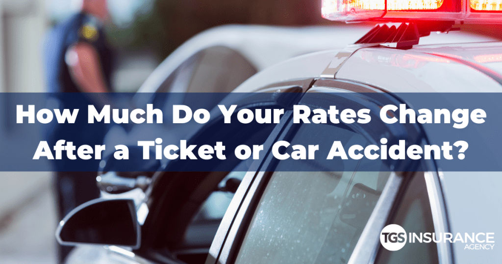 Everyone is worried about their car insurance rate after an accident. Your auto rates rise about 10% after a ticket and 41% increase after an accident.